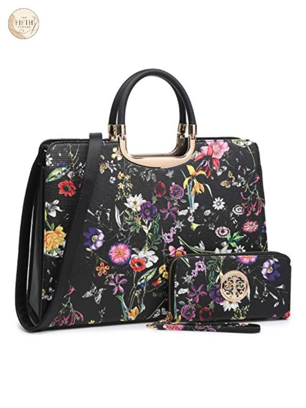Vegan PU Saffiano Satchel Handbag with Matching Wallet for Work